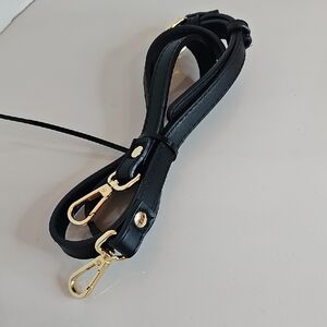 Steve Madden Black Faux Leather Strap with Gold Hardware
